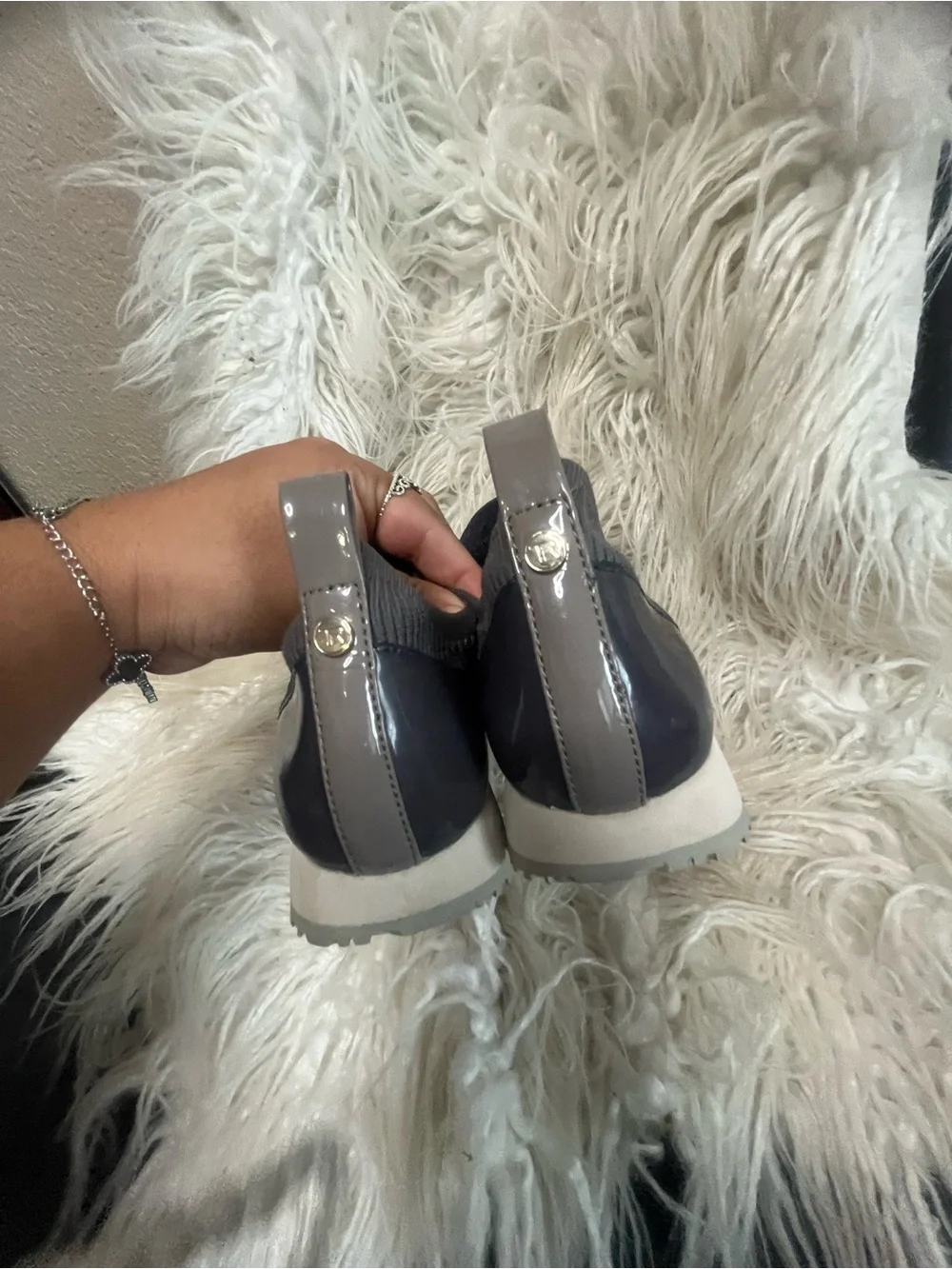 Taryn Rose Gray Slip-On Knit Sneakers
